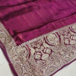 Wine Colour Zari Embroidary Saree